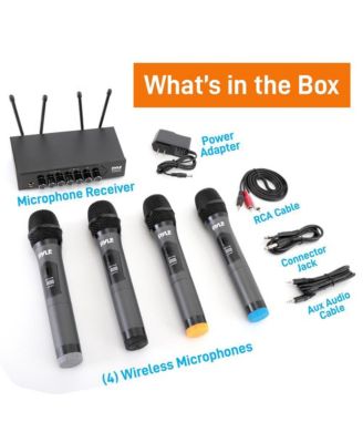 Bluetooth Wireless PA Microphone System, UHF, Includes (4) Handheld Mics, Public Address Mic with Talk-Over