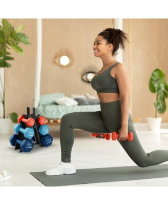 5, 10, and 15 Pound Neoprene Dumbbell Weight Set with Storage Rack