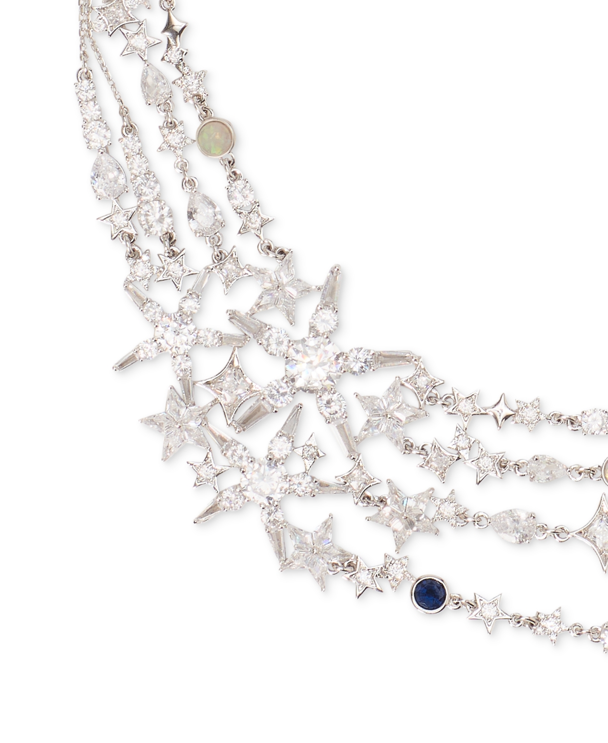 Kate Spade New York Silver-Tone Stone & Cubic Zirconia Star Multi-Strand Collar Necklace, 16