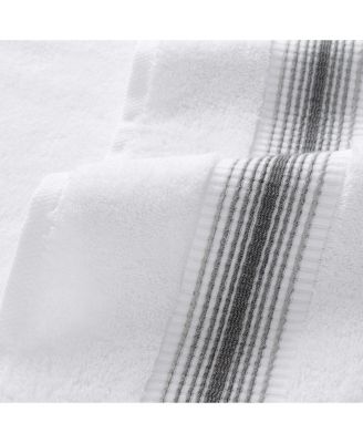 Luxury White/Ombre Stripe 6-Piece Bath Towel Set, 600 GSM, Soft 100% Turkish Cotton Bathroom Towels, Made in Turkey, 2 Bath Towels, 2 Hand Towels, 2 Washcloths