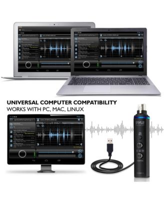 XLR-to-USB Microphone Adaptor, USB Mic Interface with Volume Control and +48V Phantom Power