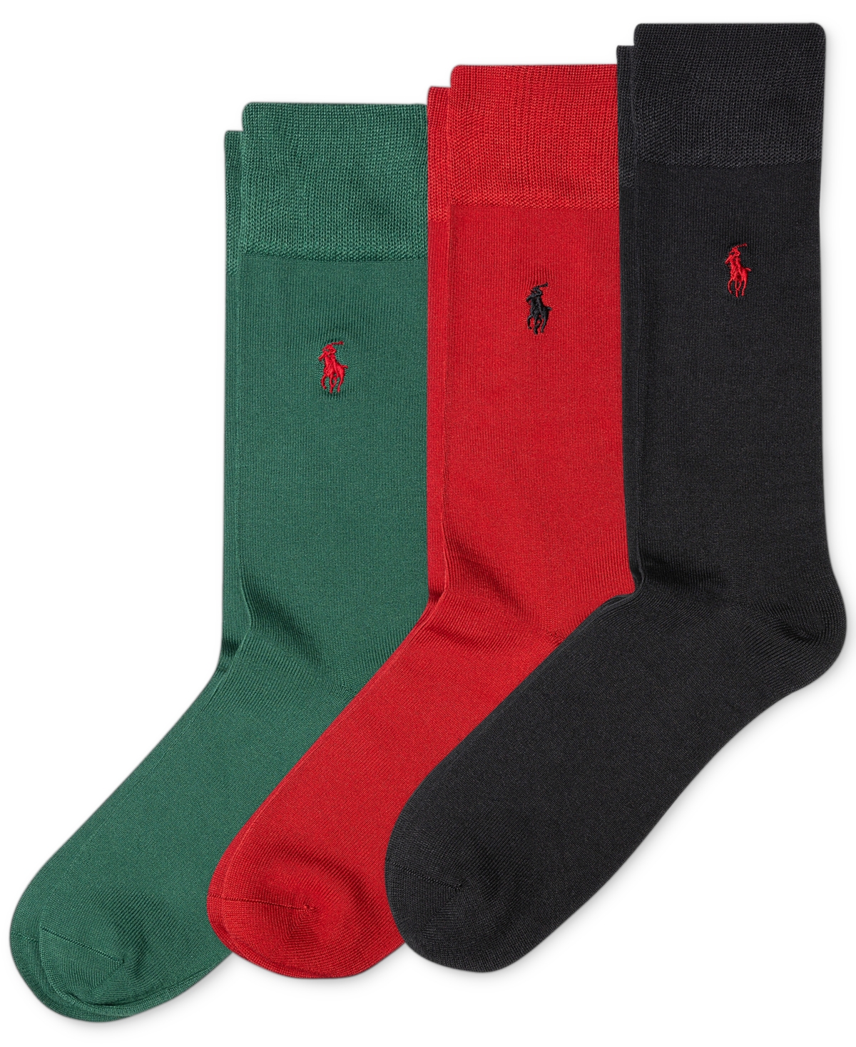 Polo Ralph Lauren Men's 3-Pk. Supersoft Dress Socks - Black/Green/Red