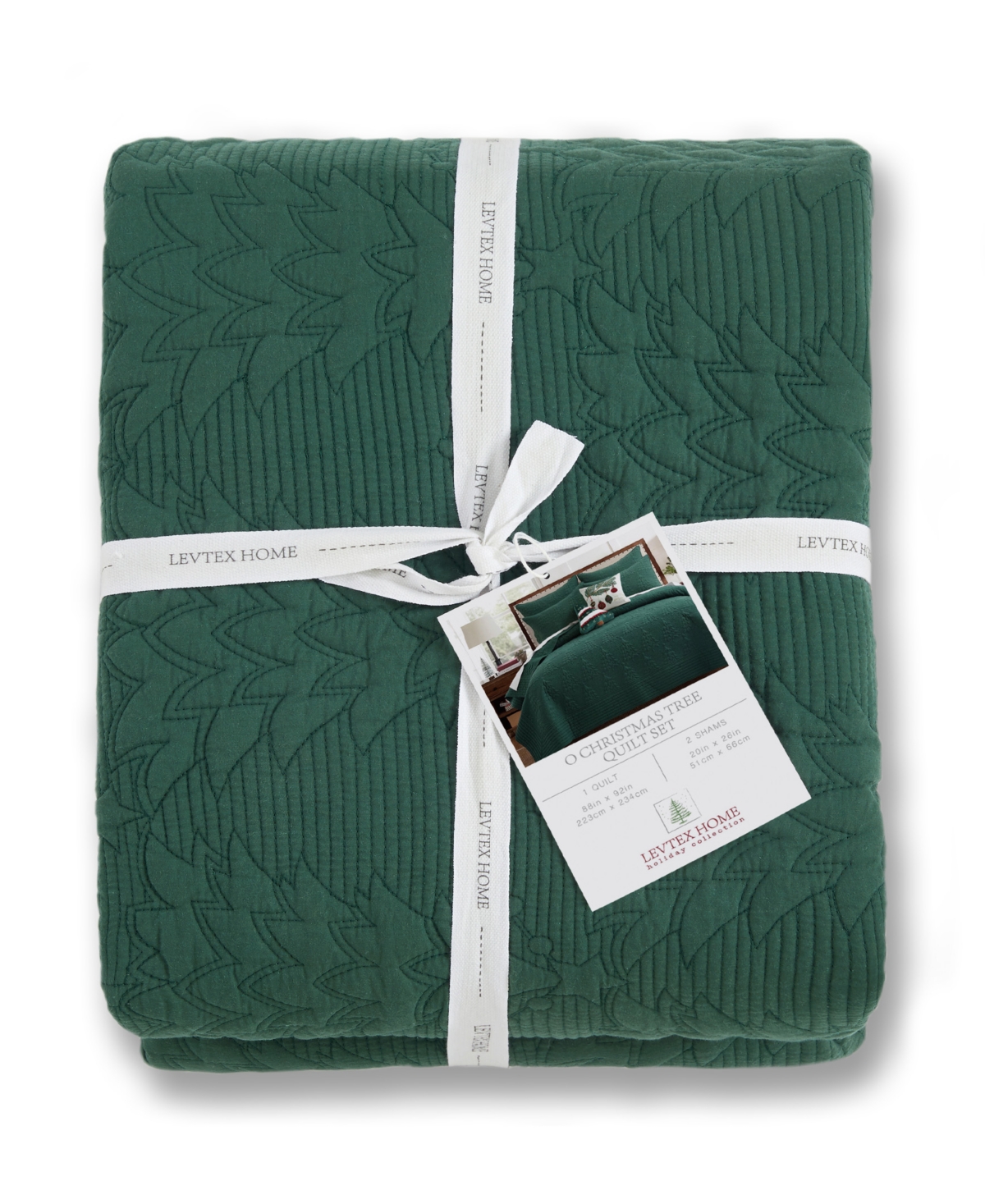 Levtex O Christmas Tree Stitching 3-pc. Quilt Set, Full/queen In Green