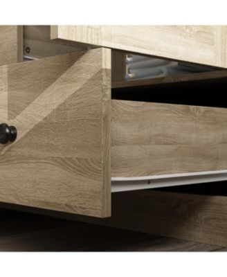 Brown Rattan Doors Wardrobe with 5-Drawers,2-Hanging Rods,Top Cabinet