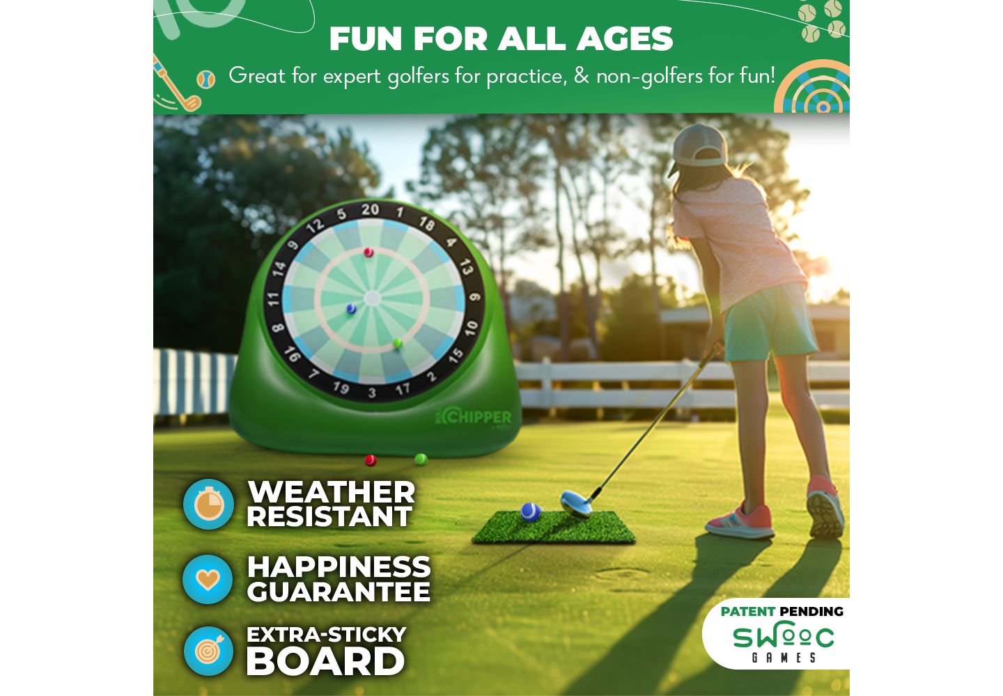 Детская игрушка SWOOC Bull Chipper Over 6Ft Tall Golf and Darts Lawn Game, For 2 to 8 Players, Ages 5+ — фото 6
