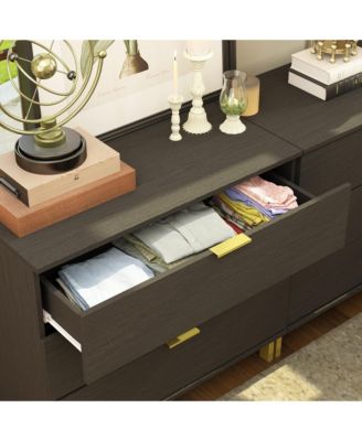 3-Drawers Black Wood Chest of Drawers Dresser