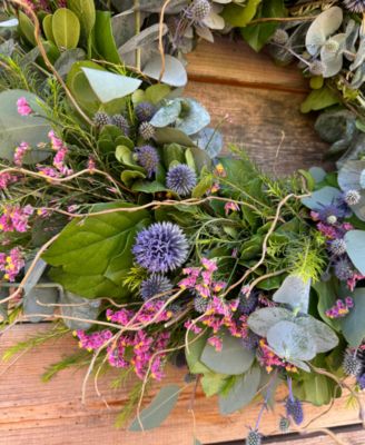 Silver Dollar Eucalyptus, True Blue Eucalyptus and Curly Willow Real Wreath, 22"