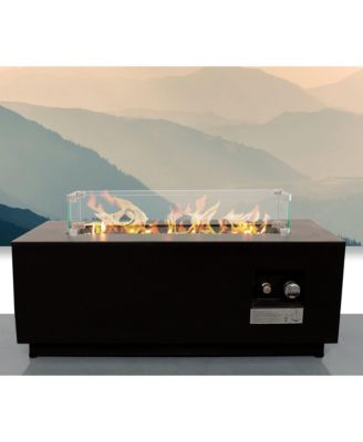 16 H x 42 W Steel Outdoor Fire Pit Table with Lid