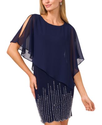 パーティードレス Mason Cape Overlay Dress MSK Women's Cape-Overlay Cocktail Dress - Macy's