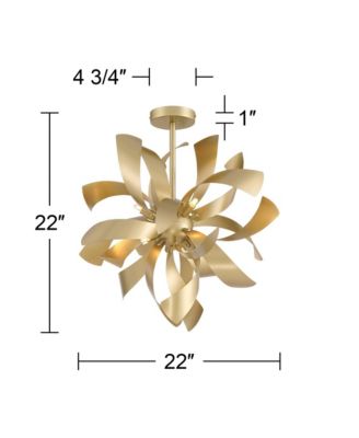 Verity Semi Flush-Mount Ceiling Light with Twisted 6-Light Modern LED Metal Fixture for Kitchen or Foyer