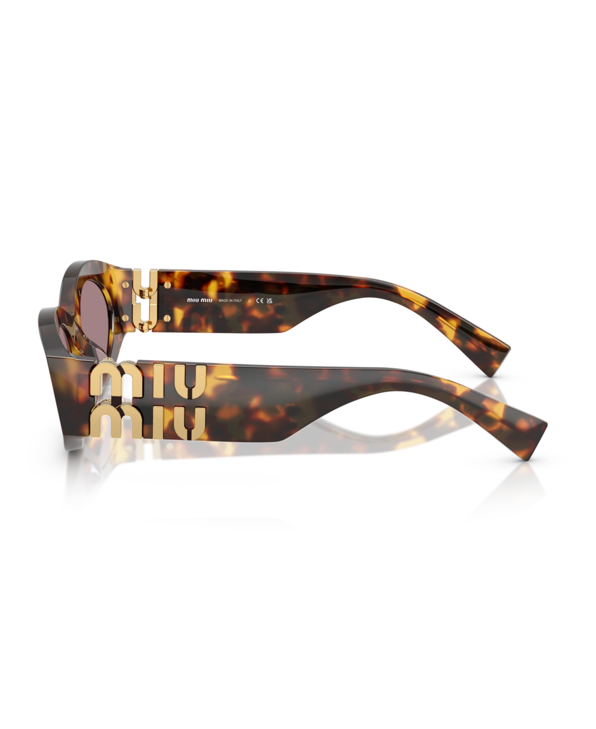Miu Miu Logo Oval Acetate Sunglasses In Honey Havana