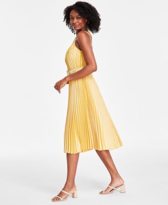 Sam Edelman Women's Belted V-Neck Pleated Dress - Macy's