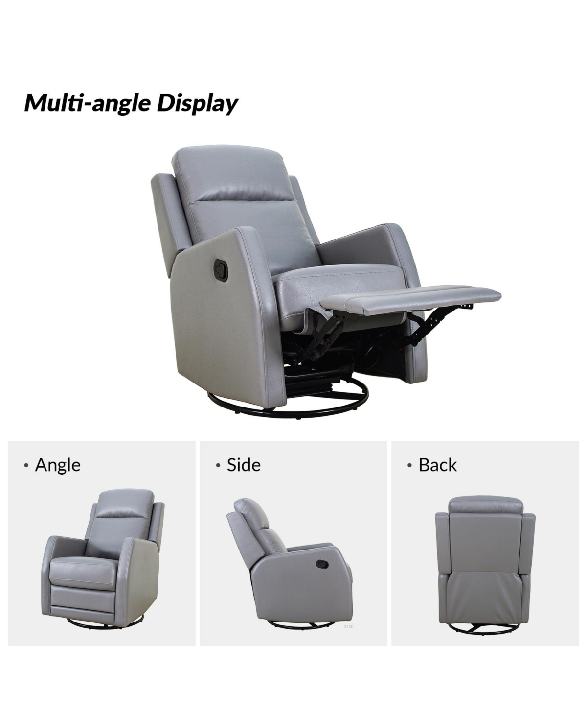 Hulala Home Donat Faux Leather Swivel Recliner