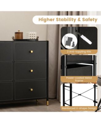 6-Drawer Fabric Dresser Tower Wide Chest of Drawers Storage Organizer Bedroom