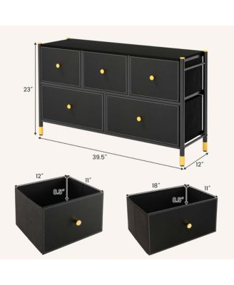 5-Drawer Fabric Dresser Tower Wide Chest of Drawers Storage Organizer Bedroom