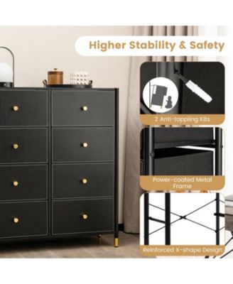 8-Drawer Fabric Dresser Tower Wide Chest of Drawers Storage Organizer