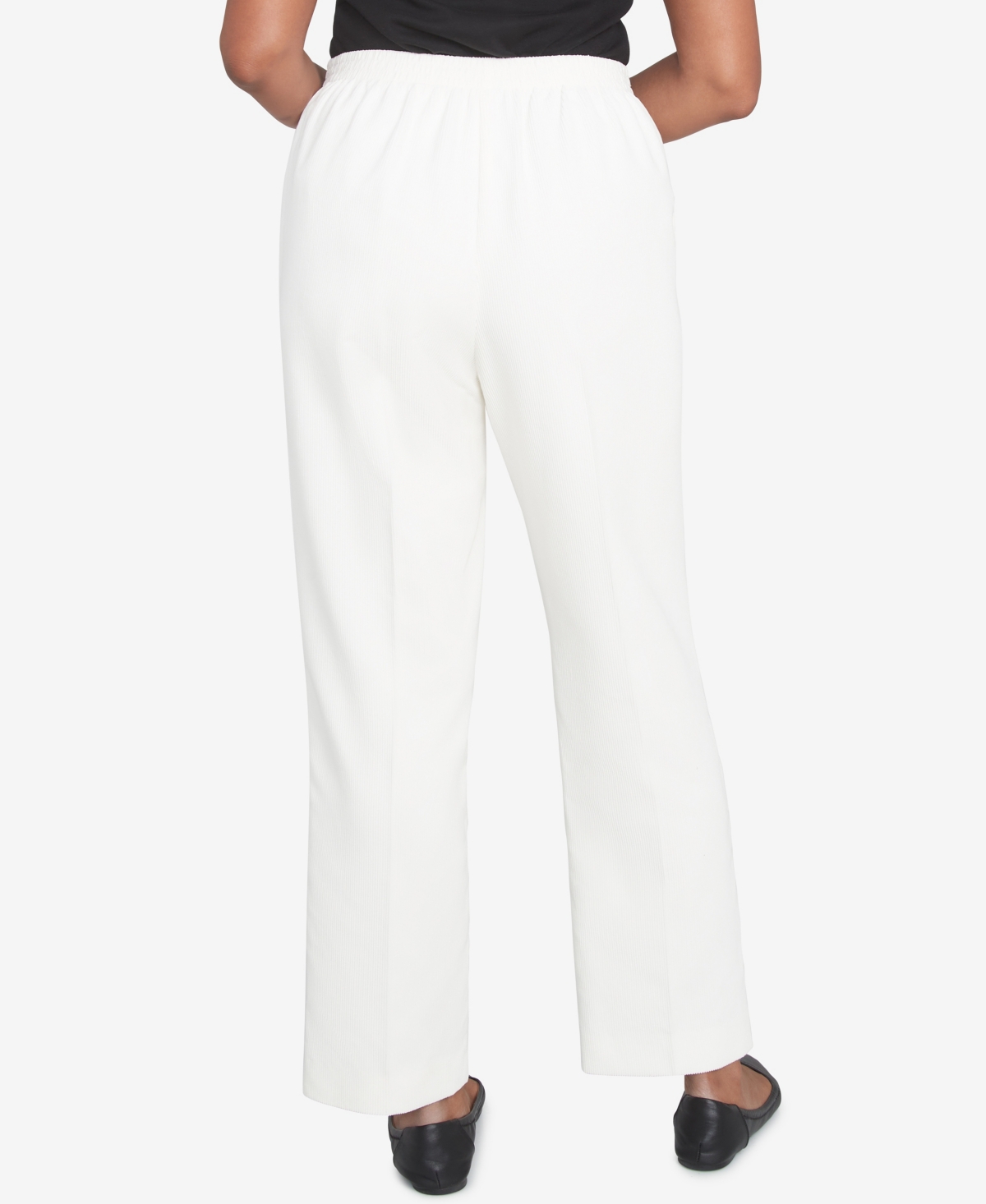 Alfred Dunner Petite Copenhagen Corduroy Average Length Pants In Winter White