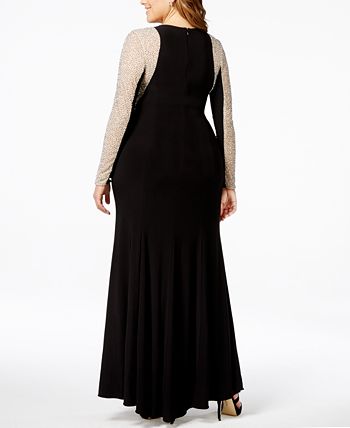 XSCAPE Plus Size Beaded Illusion Hourglass Gown Macy s