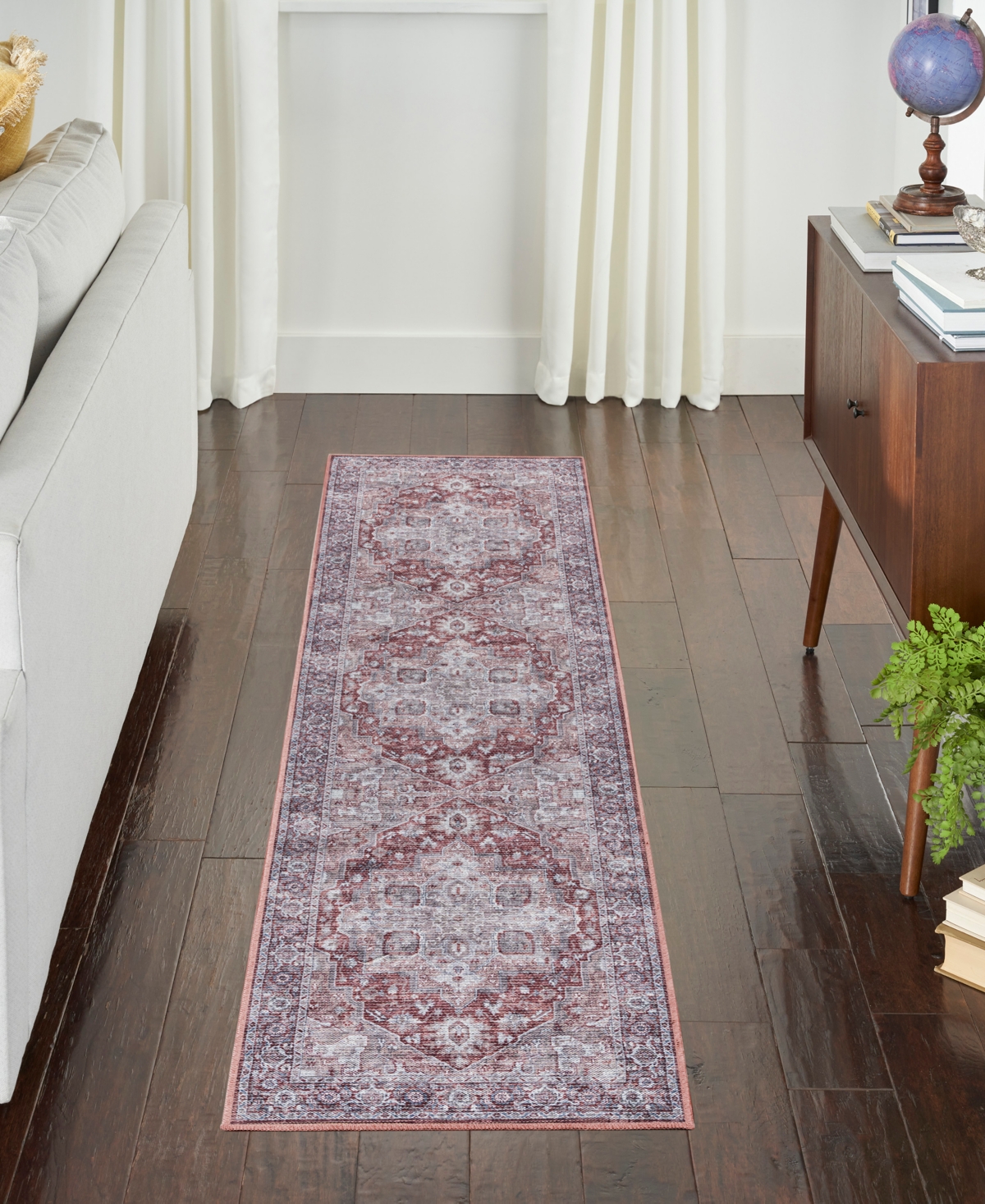 Nicole Curtis Machine Washable Series 1 SR101 2'2''x8' Area Rug - Red