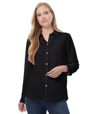 Jones New York - Women's Solid-Color Button-Front Shirt