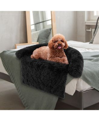 Plush Calming Dog Couch Bed with Anti-Slip Bottom Plush Mat for Small Dogs & Cats