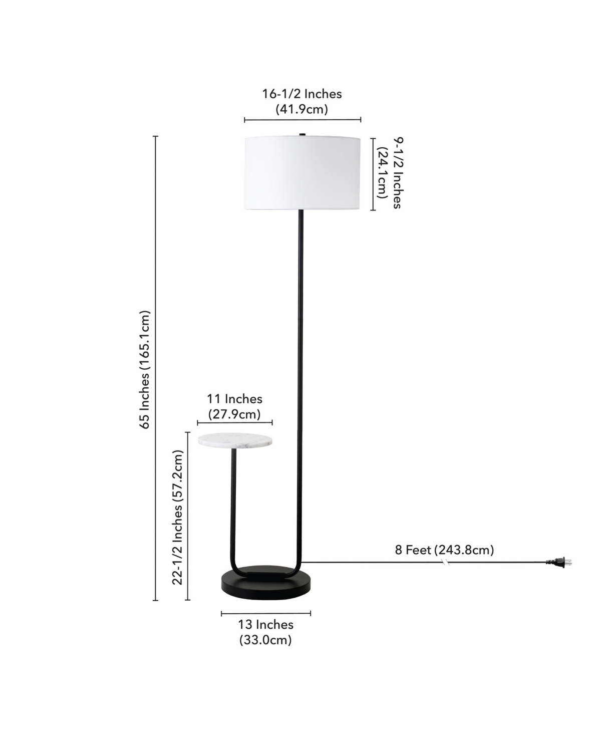 Hudson & Canal 65.75" Metal Jacinta Floor Lamp In Blackened Bronze,white Marble