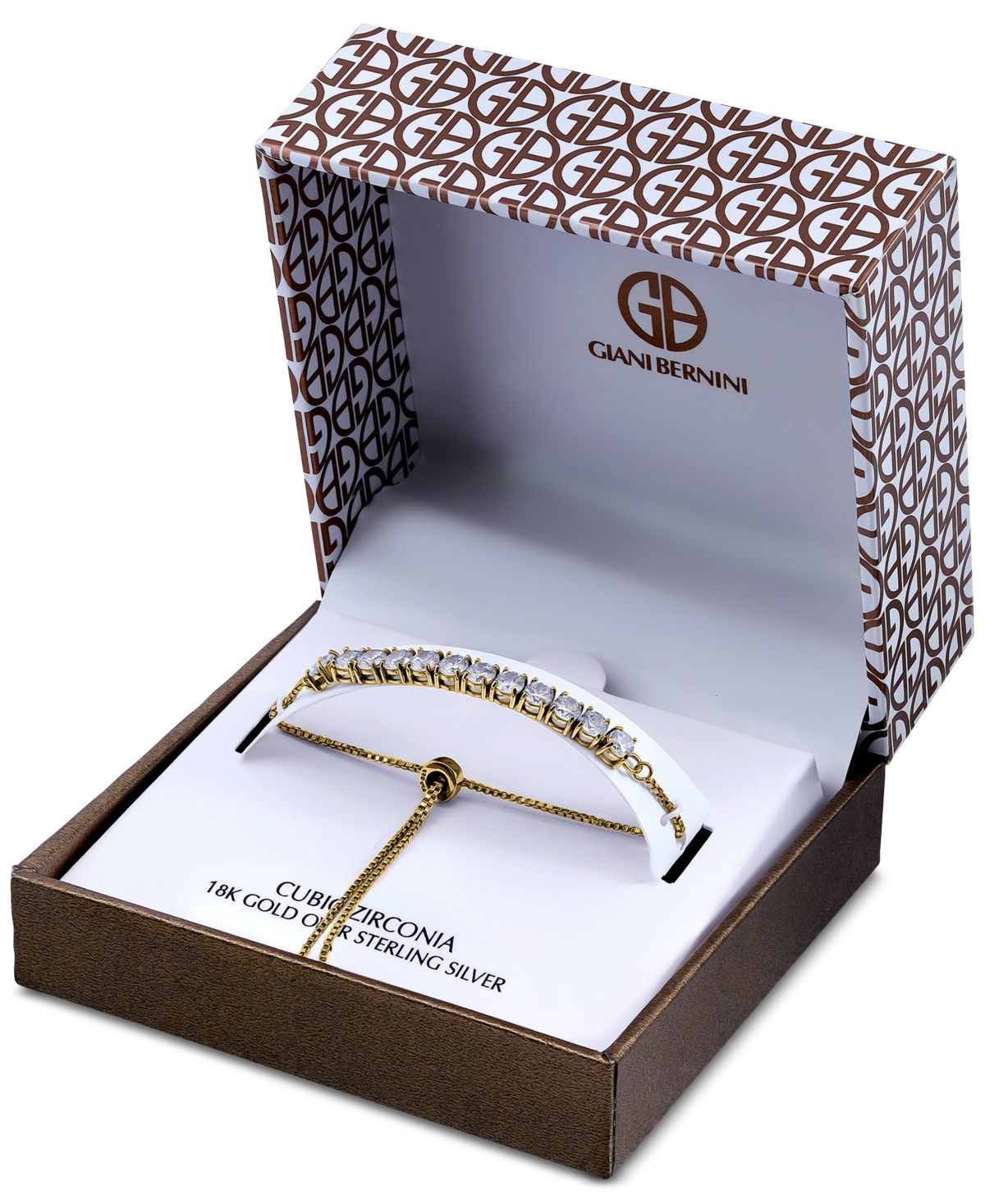 Giani Bernini Cubic Zirconia Curved Bar Bolo Bracelet, Created For Macy's In Gold