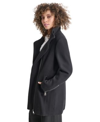 Women's Asymmetric Zipper Wool Blend Coat