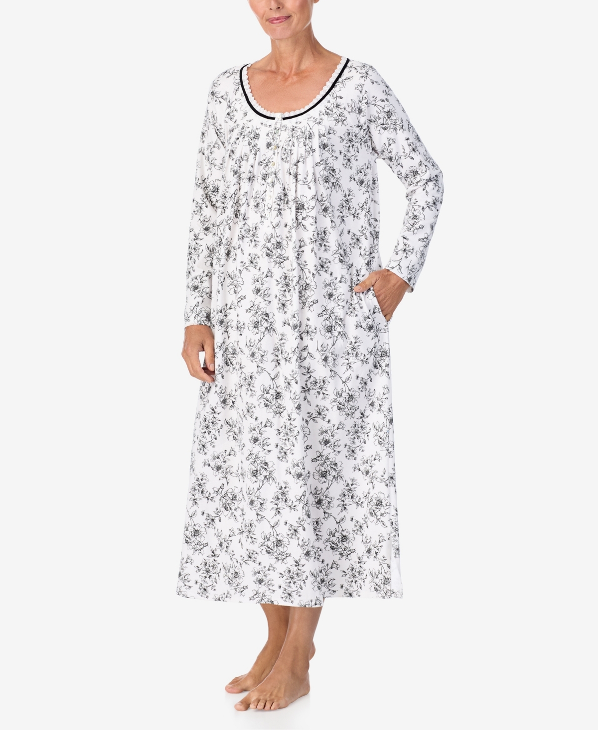 Aria Women's Long Sleeve Sleepshirt In Floral Print
