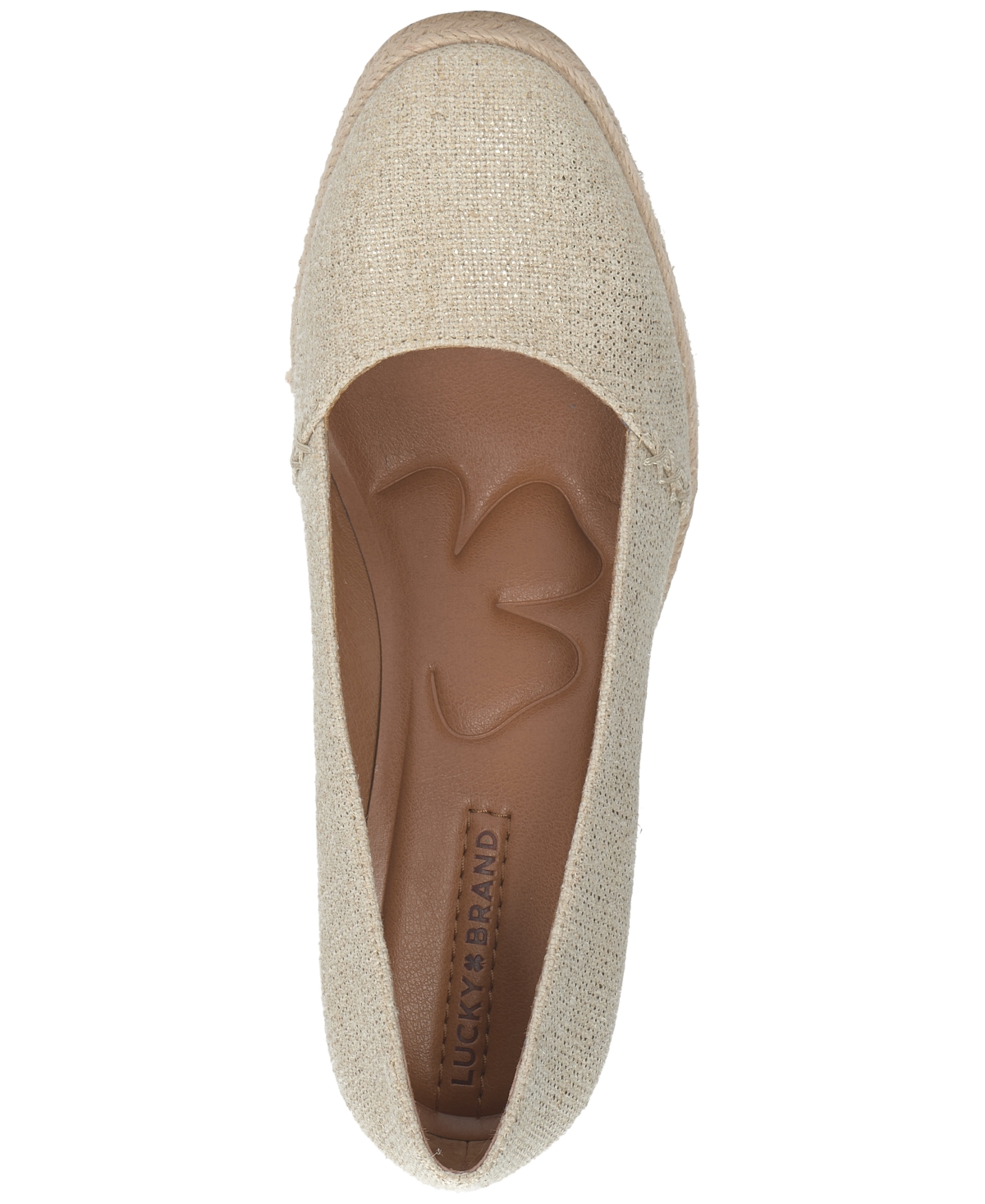 Shop Lucky Brand Women's Imula Platform Espadrille Wedges In Natural,platino Metallic Canvas