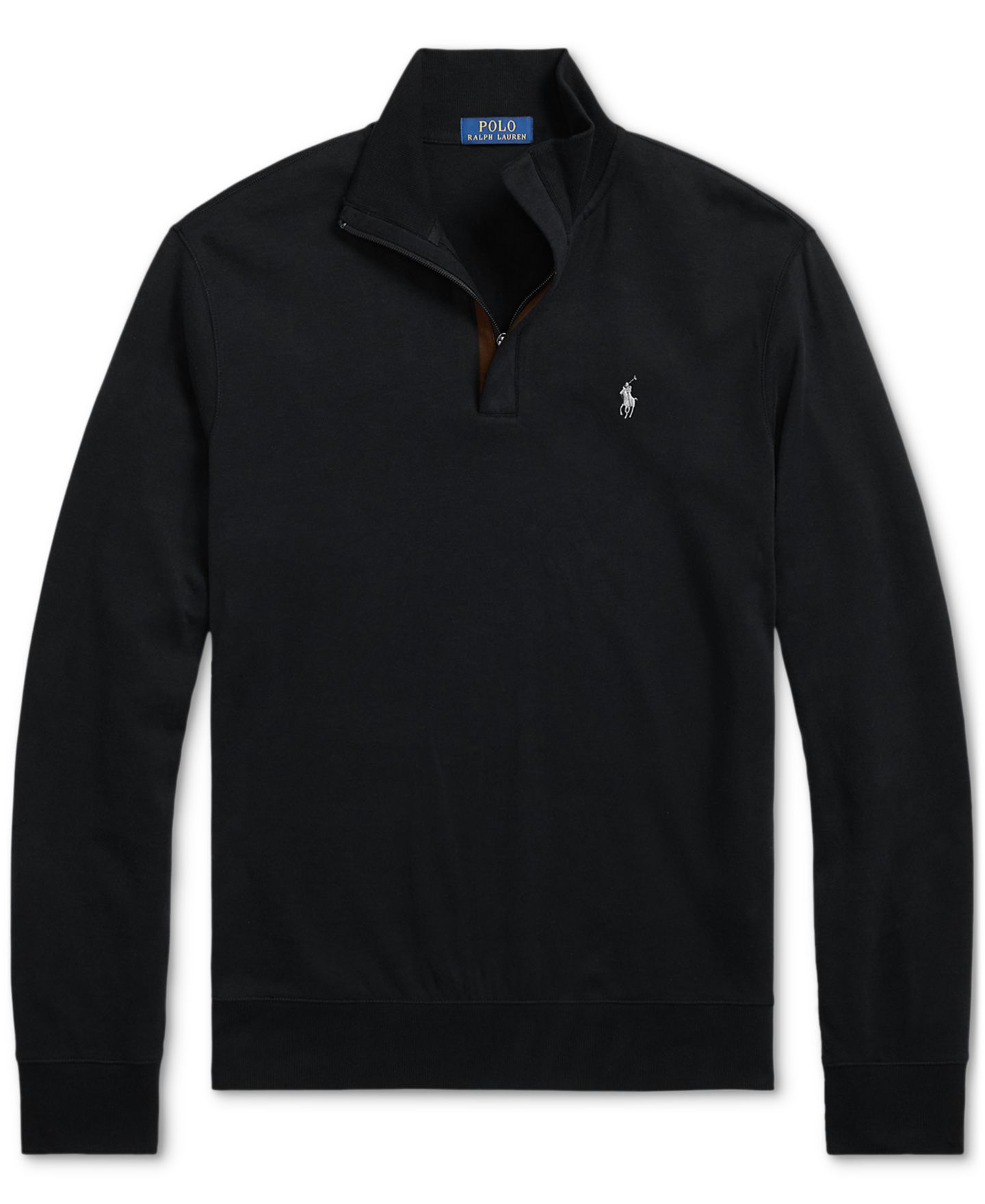 Мужской свитер Polo Ralph Lauren Luxury Jersey Quarter-Zip Pullover, цвет: Чёрный — фото 5
