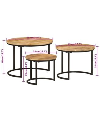 Nesting Tables 3 pcs Solid Rough Wood Mango