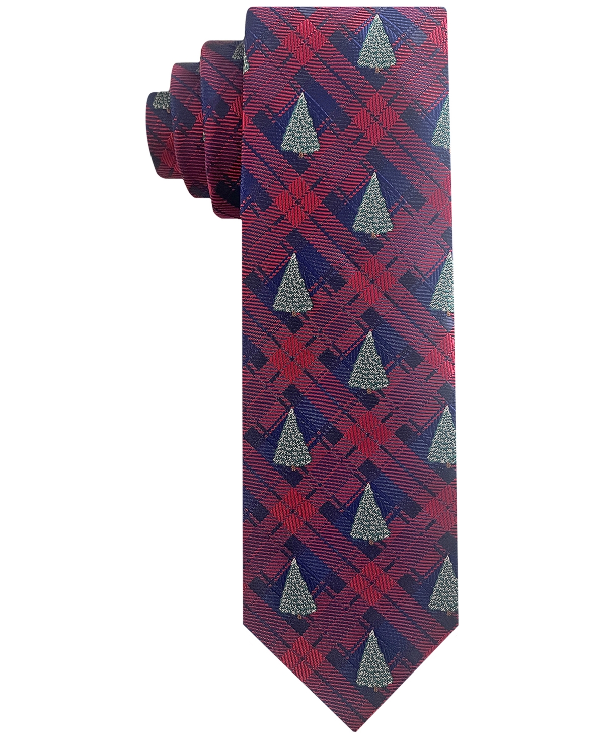 VAN HEUSEN MEN'S CHRISTMAS TREE PLAID TIE 
