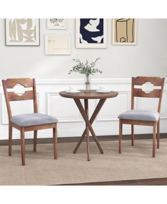 Set of 4 Dining Chair w/ Padded Seat High Back Rubber Wood Frame Kitchen Chairs