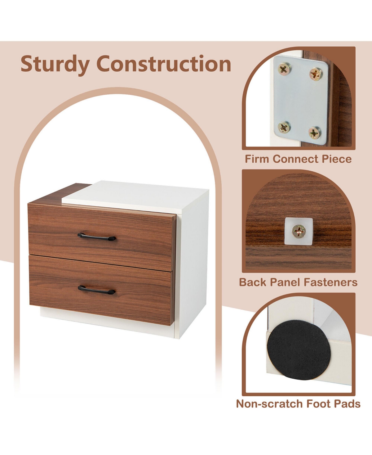 Gymax 2PCS Nightstand Bedside Side End Table w/ 2 Drawers for Bedroom Living Room