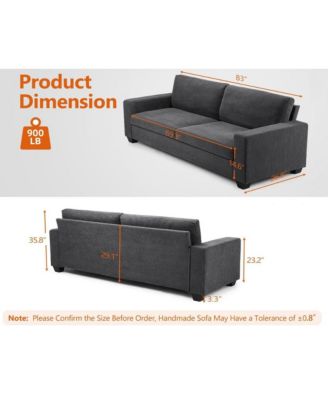 83 Inch Couch for Living Room Sofa, 3 Seater 3 Seater Couch Modern Sofa Deep Couch, Corduroy Comfy Couch, Lounge Cozy Sofa for Living Room Apartment Small Space, Office,Dark Gray