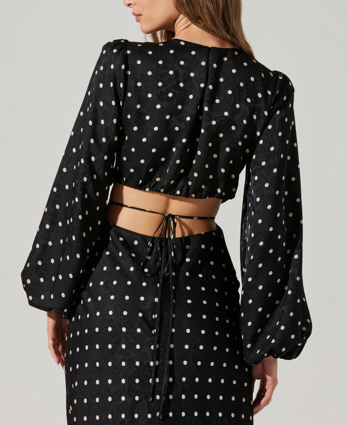 Astr the Label Women's Quinn Polka-Dot Cutout Maxi Dress