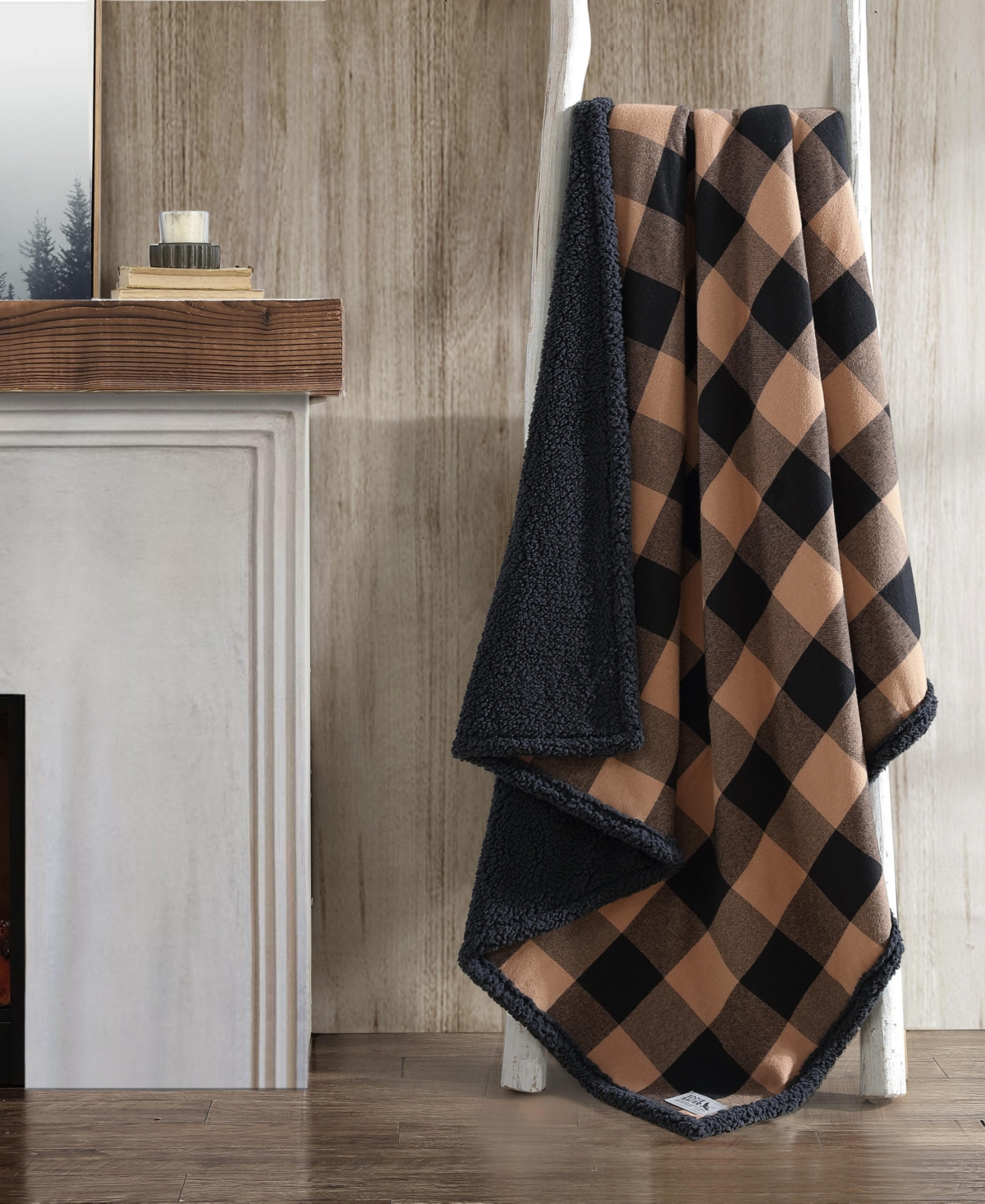 Eddie Bauer Plaid Cotton Yarn Dye Flannel Reversible Throw, 60" x 50"