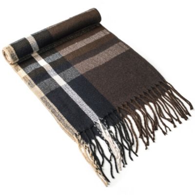 Men's Scarf Soft Knit Winter Scarves Plaid Striped or Solid Neck Covering Long Warm Stylish