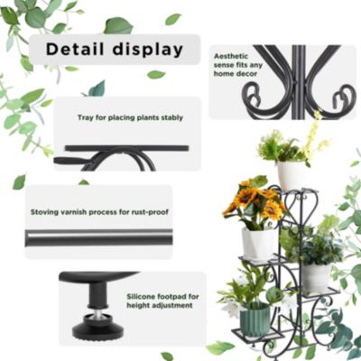 4 Tier Plant Stand Outdoor Garden Metal Flower Display Rack Shelf Home Decor