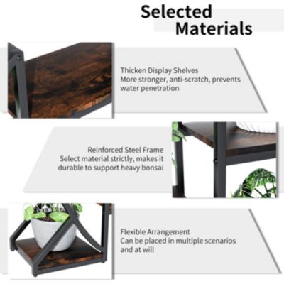 Industrial Curved Oval Bookshelf Metal Multi-tiered Flower Pot Rack Garden Stand