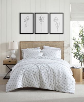 Sketchy Ditsy Cotton Blue 3 Piece Duvet Cover Set