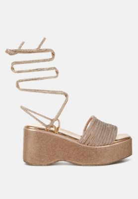 Womens Swifties Rhinestone Embellished Lace-Up Sandals