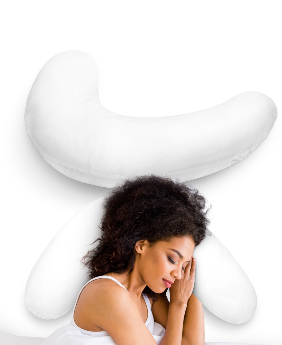 Cheer Collection Boomerang Shaped Microfiber Pillow In White