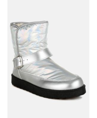 Womens Jammy Buckle Strap Puffy Ankle Boots