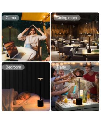 Litake Black Table Lamp,3 Color Stepless Dimming Cordless Table Lamp,Portable LED Desk Lamp,5000mAh Battery Operated Bedside Lamp for Nightstand,Restaurant,Bar,Camping,Cofe,Outdoor Light 1 Pack