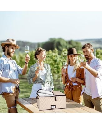 Quilted Microfiber Wine Glass Storage Box with Dividers