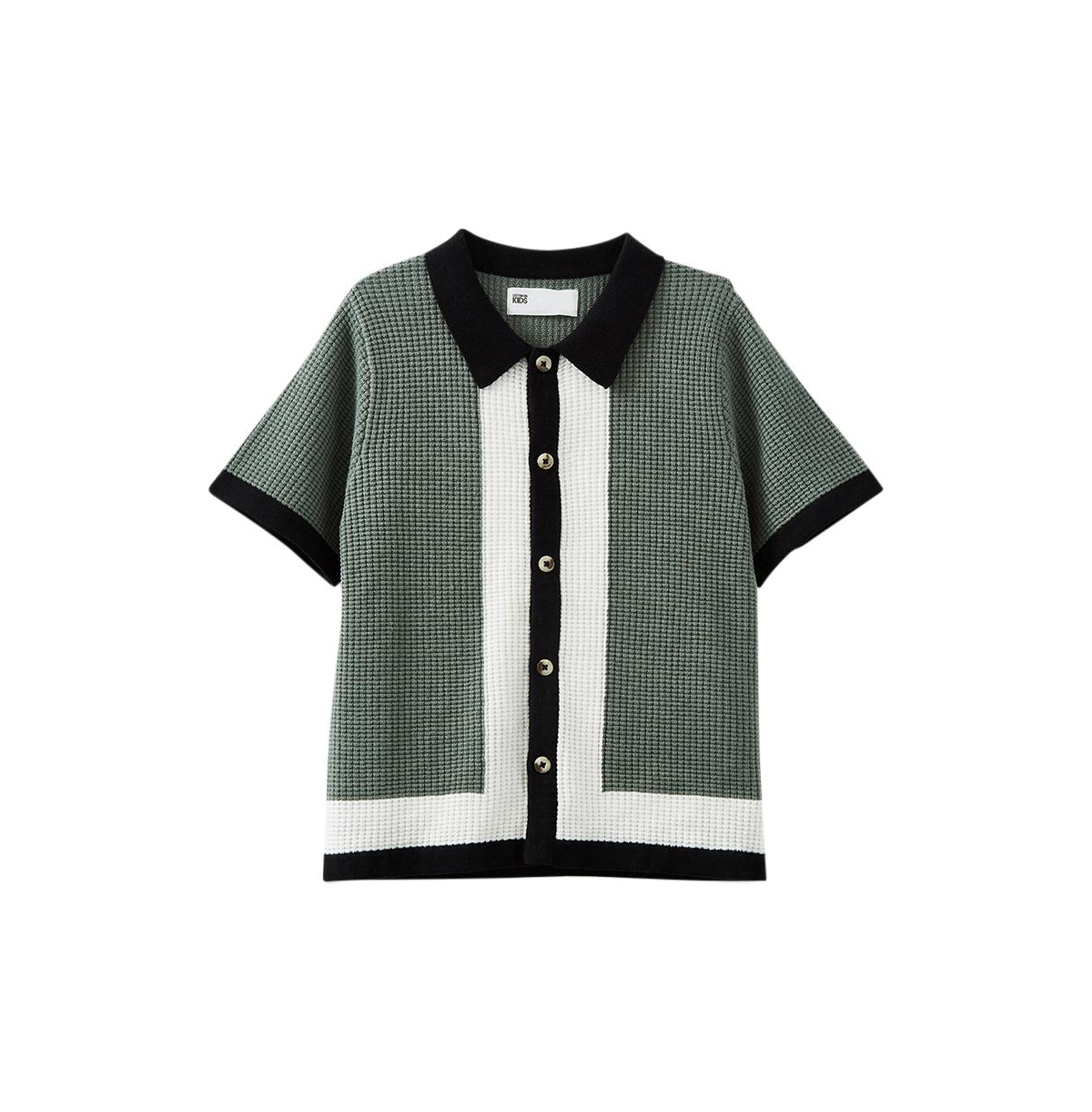 Cotton On Boys Knitted Short Sleeve Shirt -border stripe