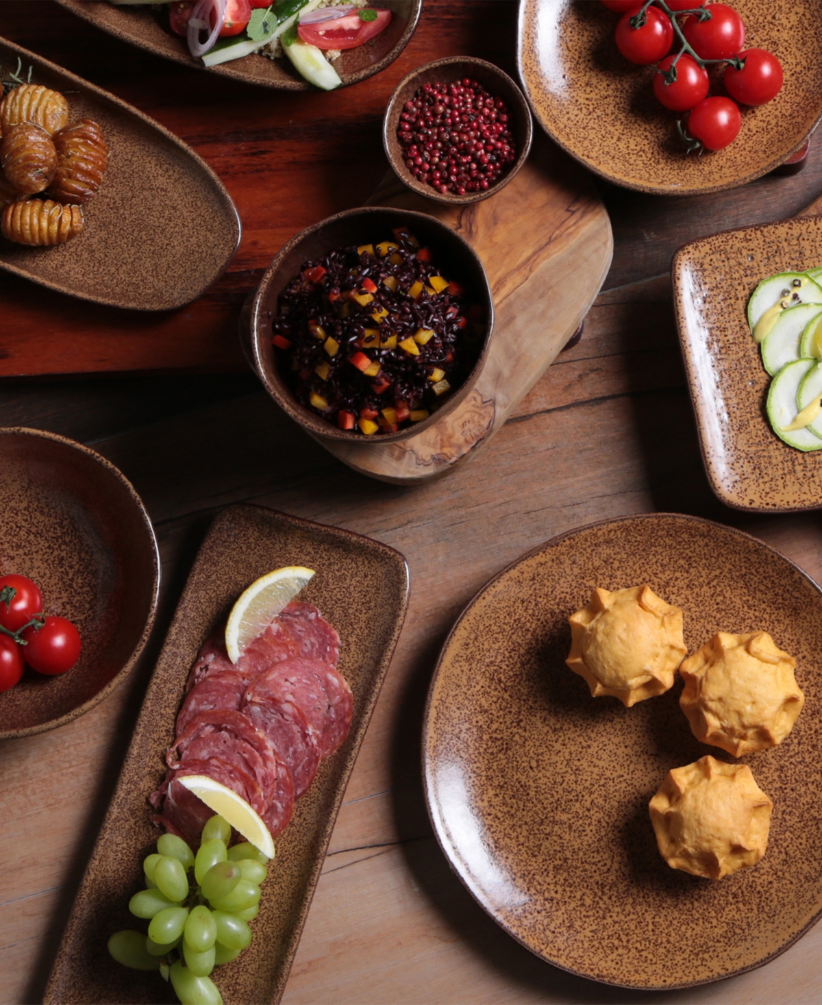 Porto Brasil 8.6" Stoneware Rectangular Platters, Set Of 4 In Dijon