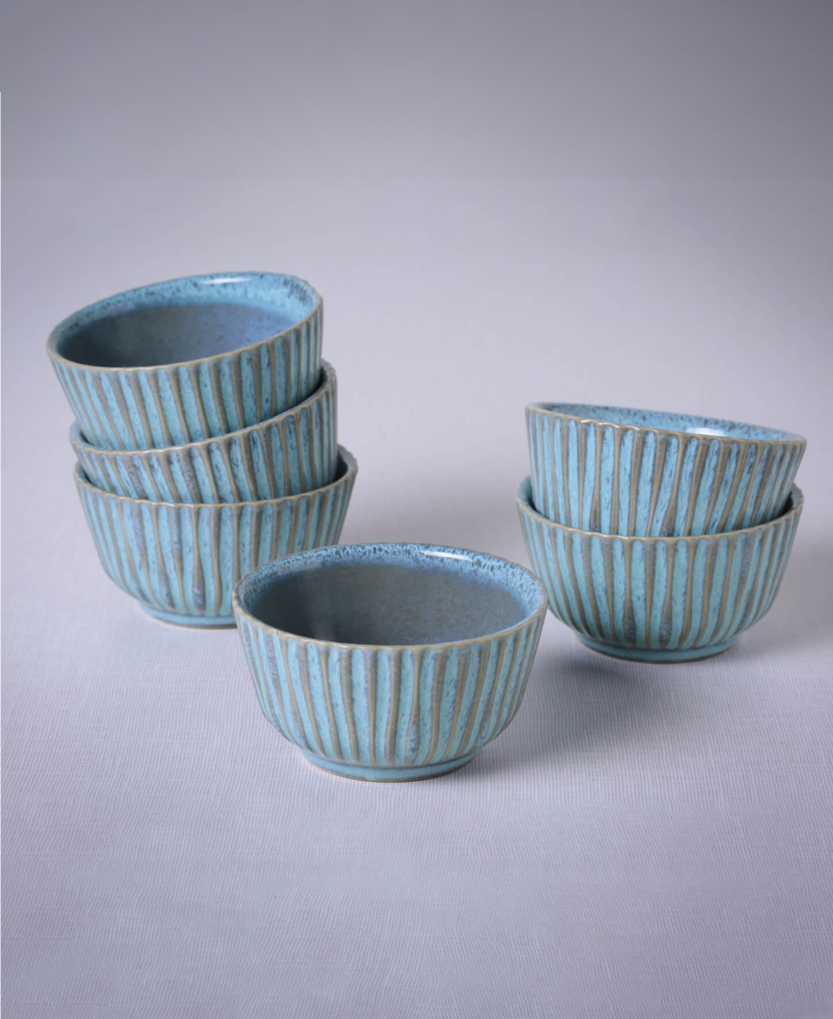 Porto Brasil Stoneware Linhas Ramekins, Set Of 6 In Breeze